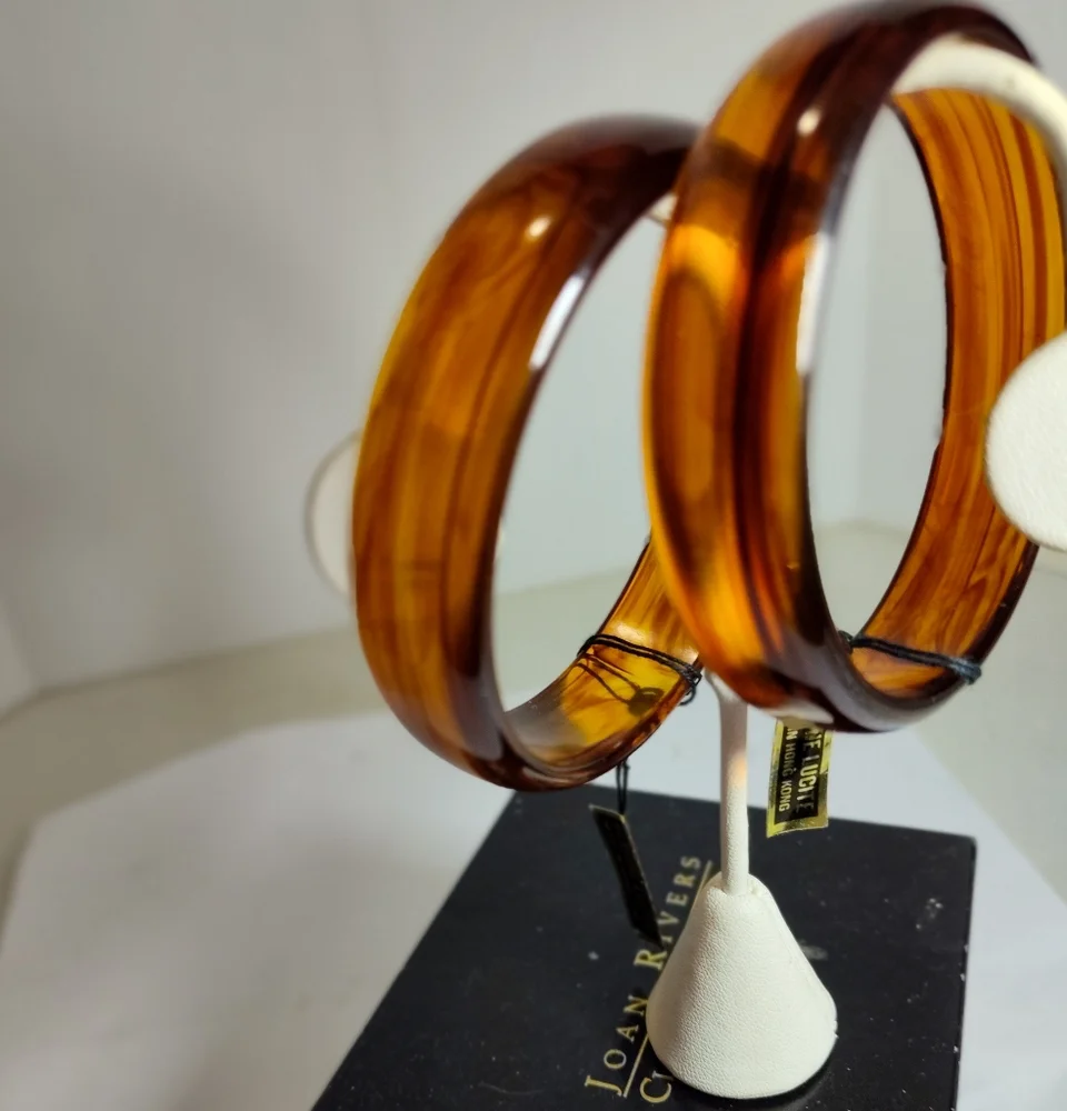 Jungle Vibe Tortoise Brown Amber-Colored Bangle Bracelet Lucite